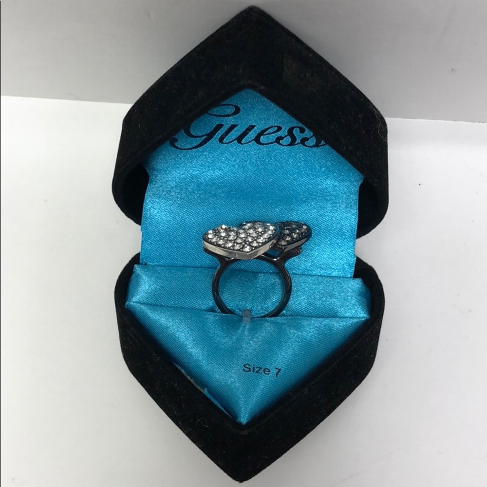 Guess Womens Ring Heart Two Tone silver 7 New
